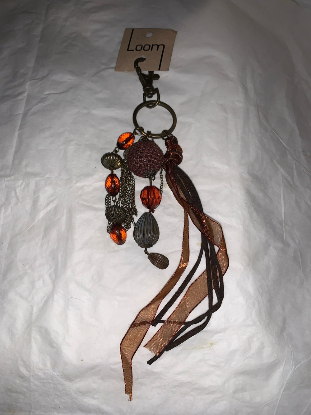 Brown & Orange Tassel Keyring/Purse Charm